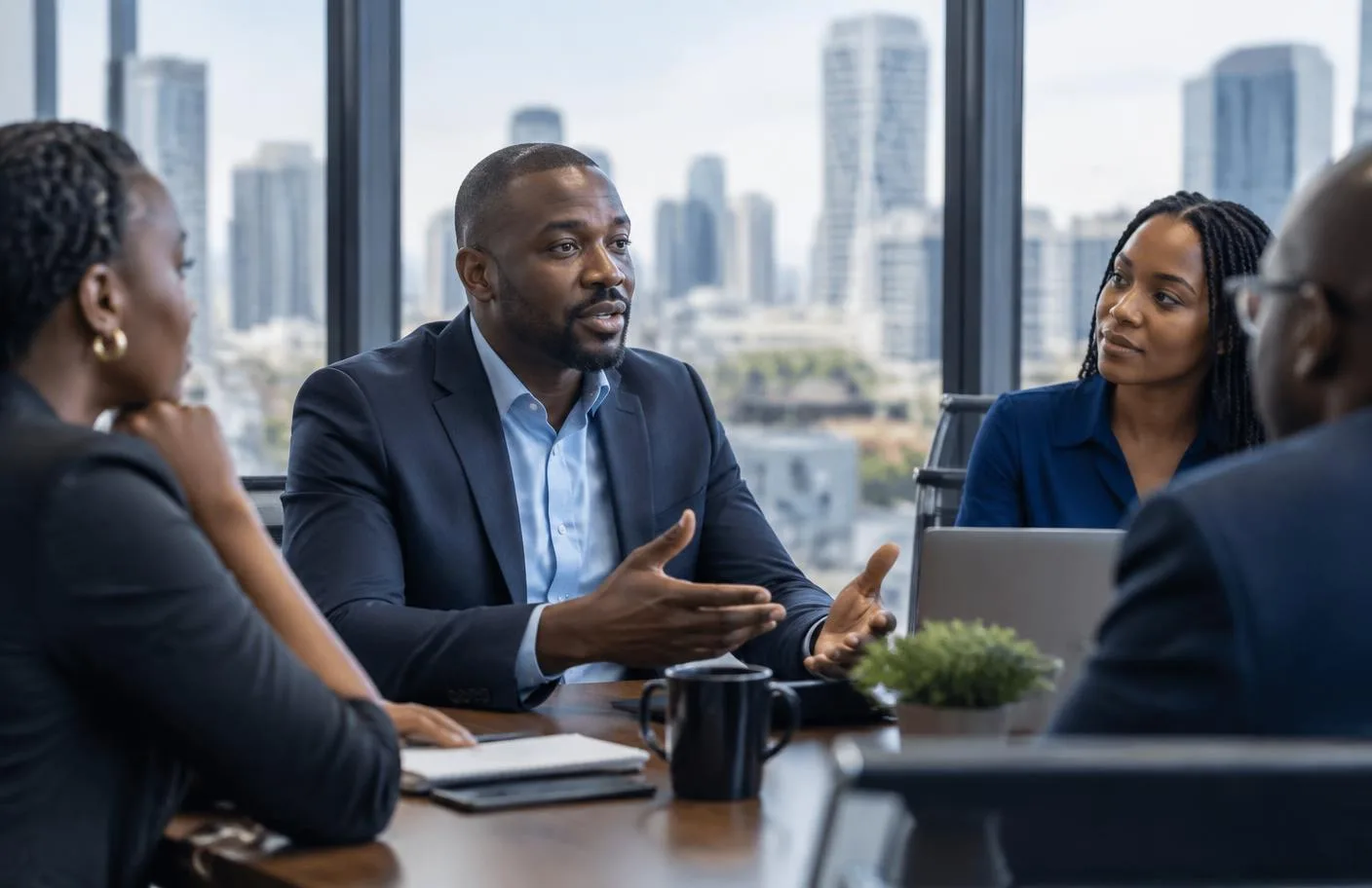 A business discussion between colleagues