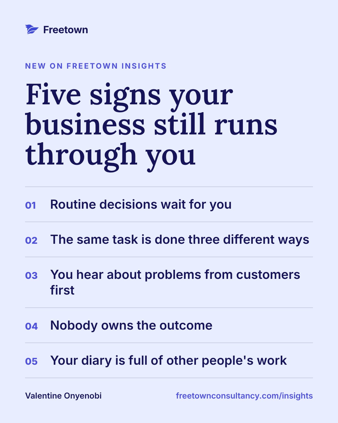 Five signs your business still runs through you